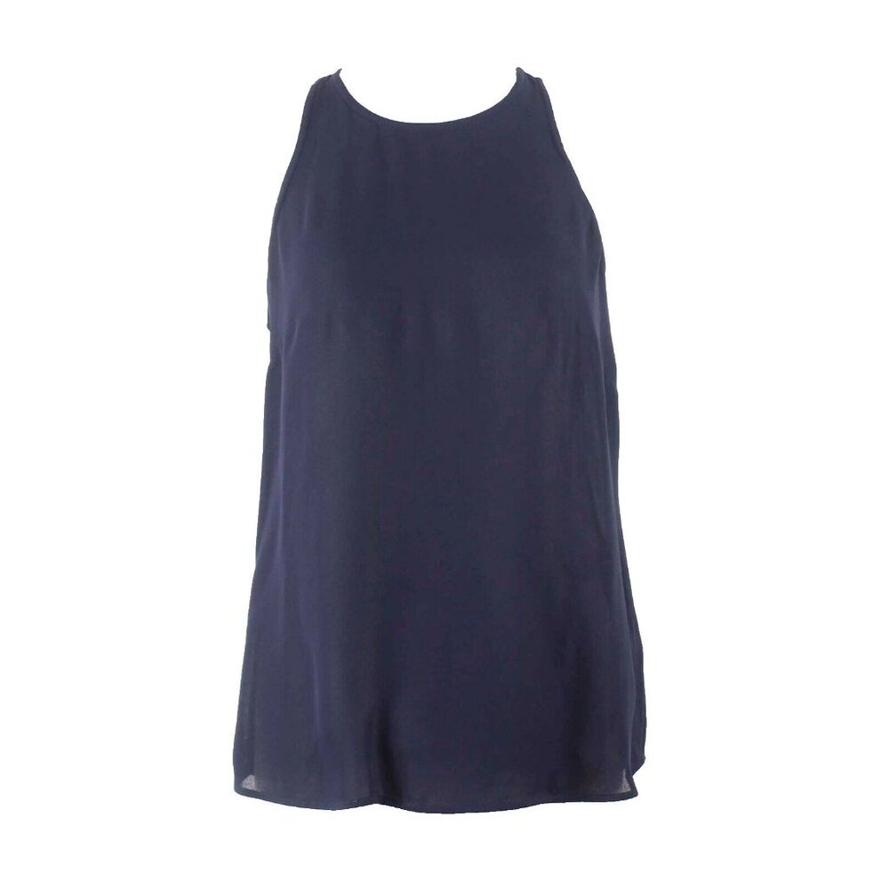 J. Crew $78 Sz 4 Navy Blue Keyhole Back 100% Viscose Top